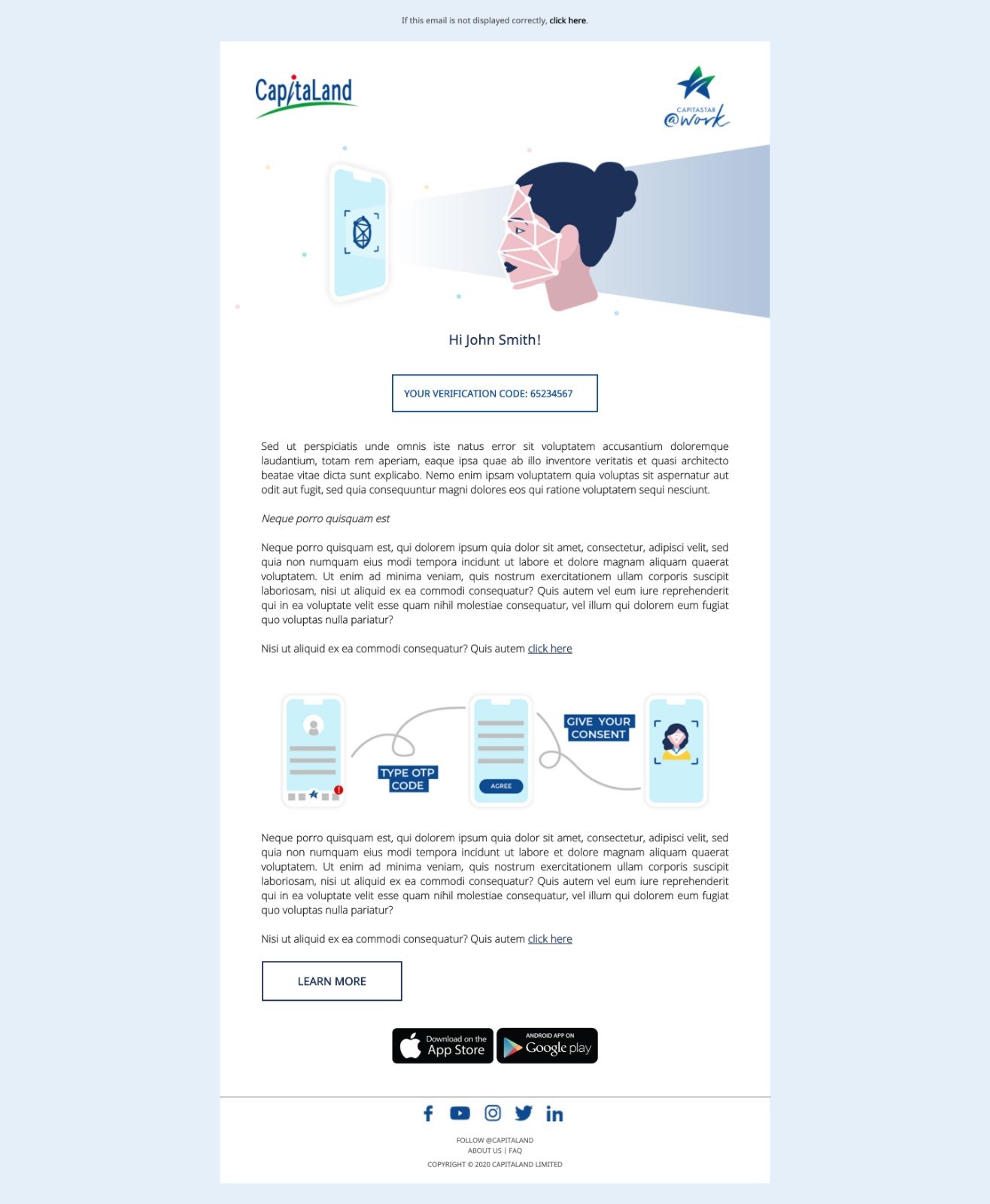 Email campaign for CapitaLand@Work