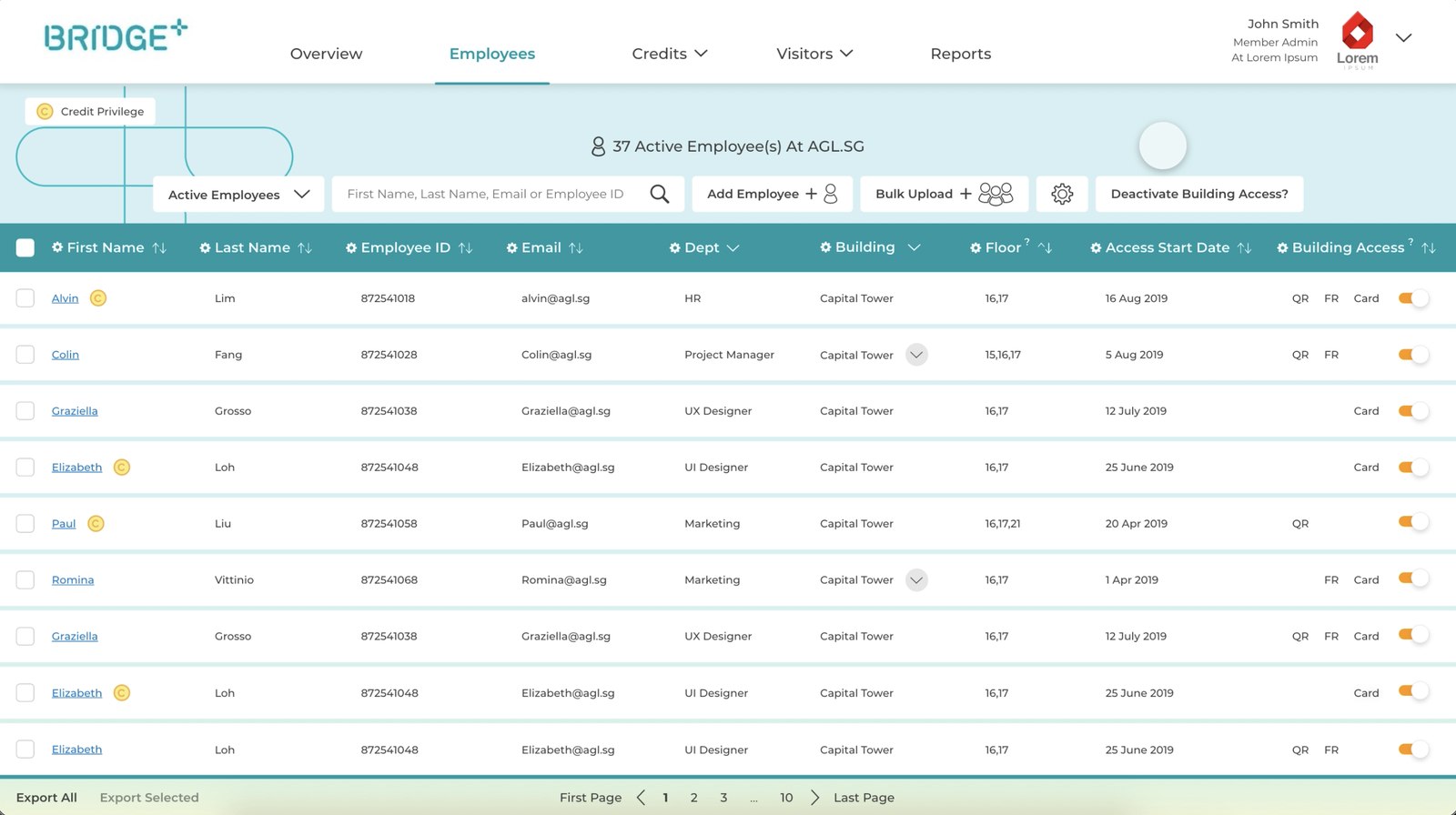 The Bridge+ admin portal
