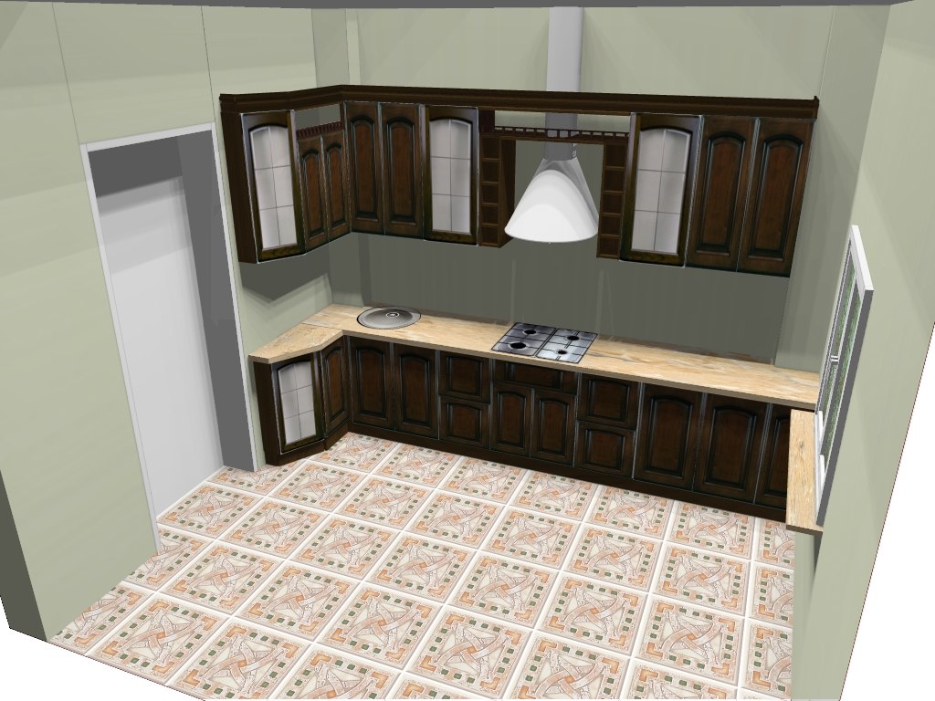 3D render of a custom fitted kitchen