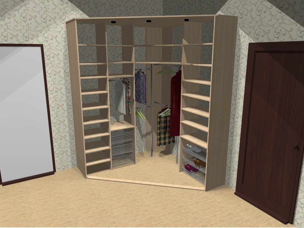 3D render of a fitted wardrobe