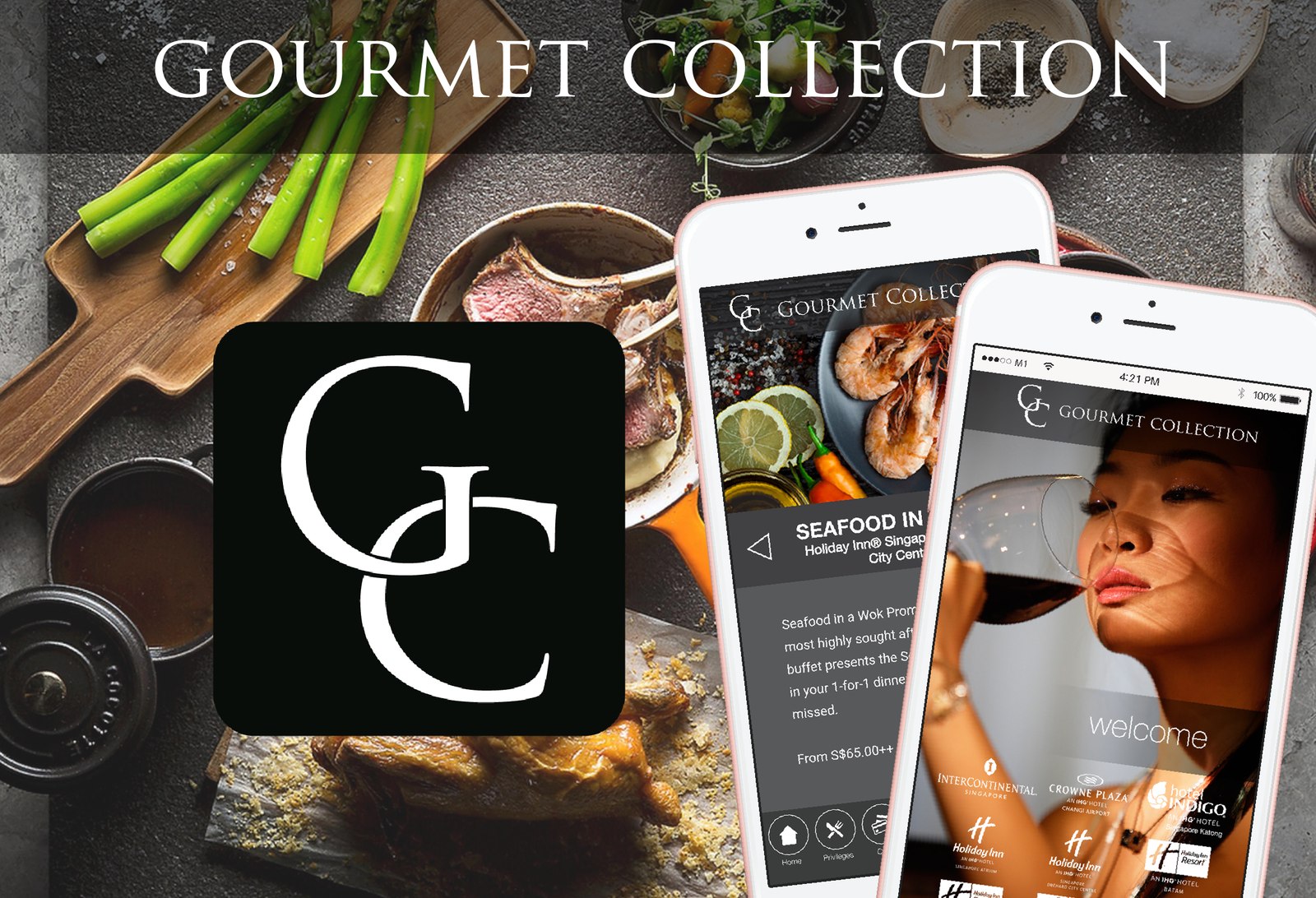 Gourmet Collection mobile app interface screens