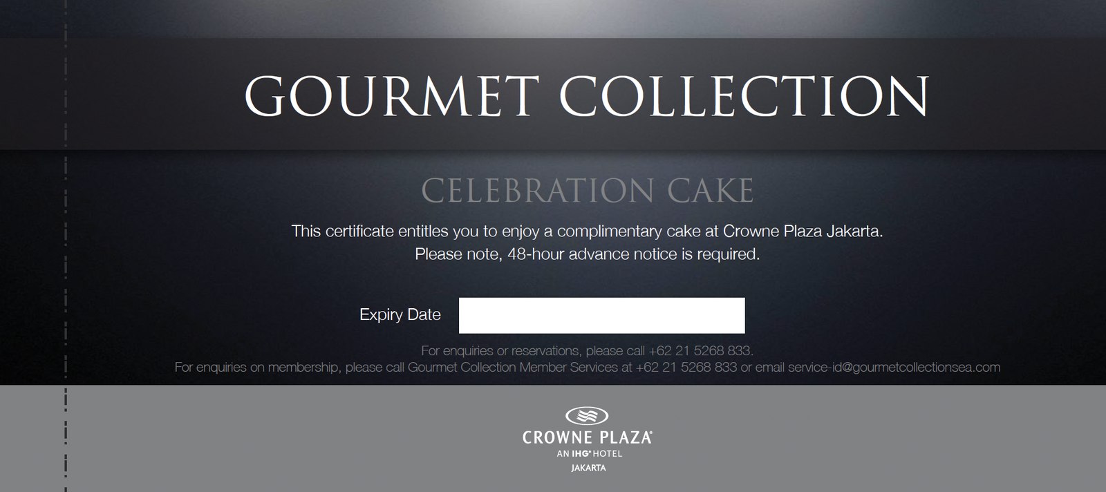 The Gourmet Collection certificate book, opened