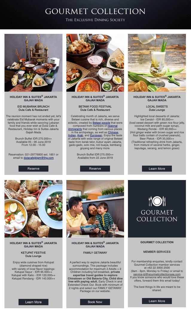 Gourmet Collection campaign email, Indonesia