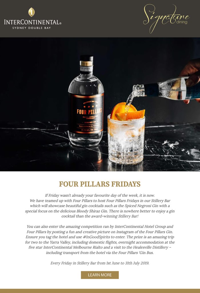 Signature Dining campaign email, InterContinental Sydney Double Bay