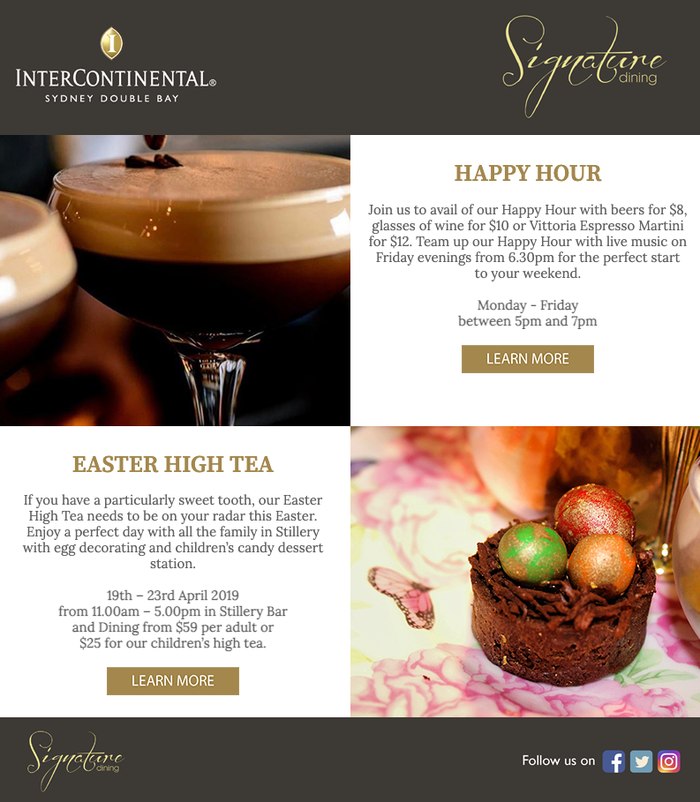 Signature Dining campaign email, InterContinental Sydney Double Bay