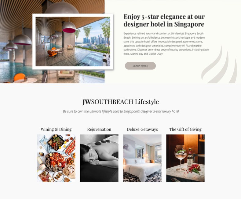 A venue page from the jwsouthbeach website