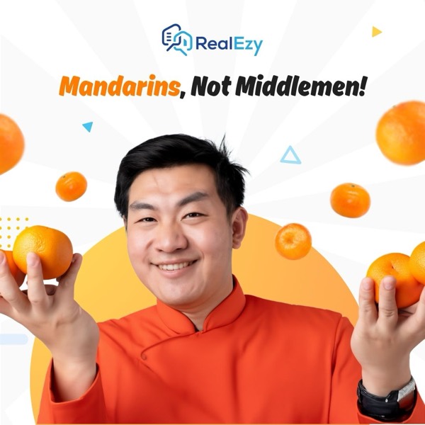 Post headed Mandarins, Not Middlemen, a man in red holding mandarin oranges