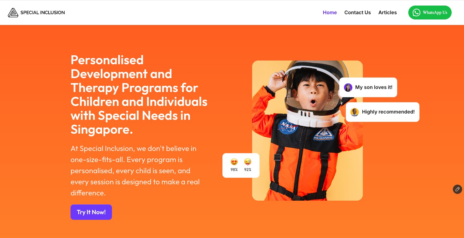 The Special Inclusion website home page