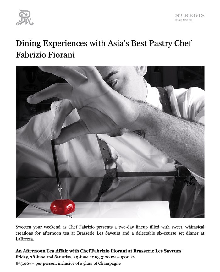 Supper Club campaign email for The St. Regis Singapore