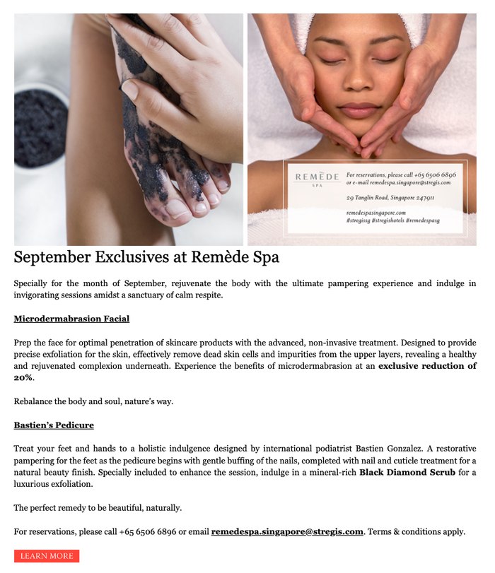 Supper Club campaign email for The St. Regis Singapore