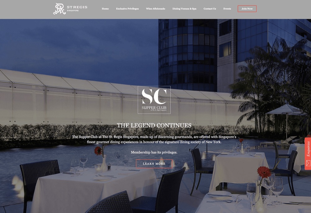 Supper Club website for The St. Regis Singapore
