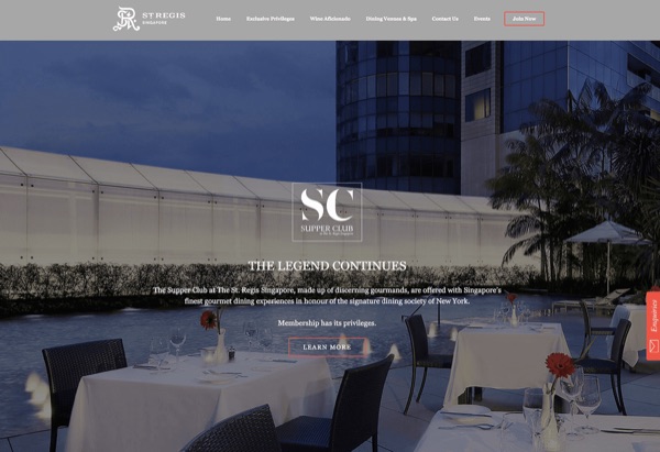 Supper Club website for The St. Regis Singapore