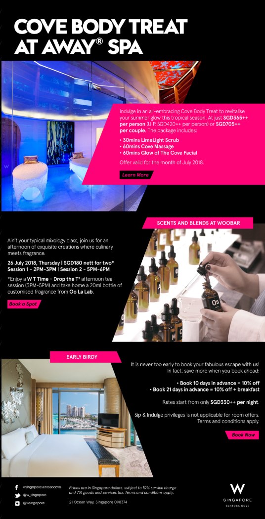 Sip and Indulge campaign email for W Singapore Sentosa Cove